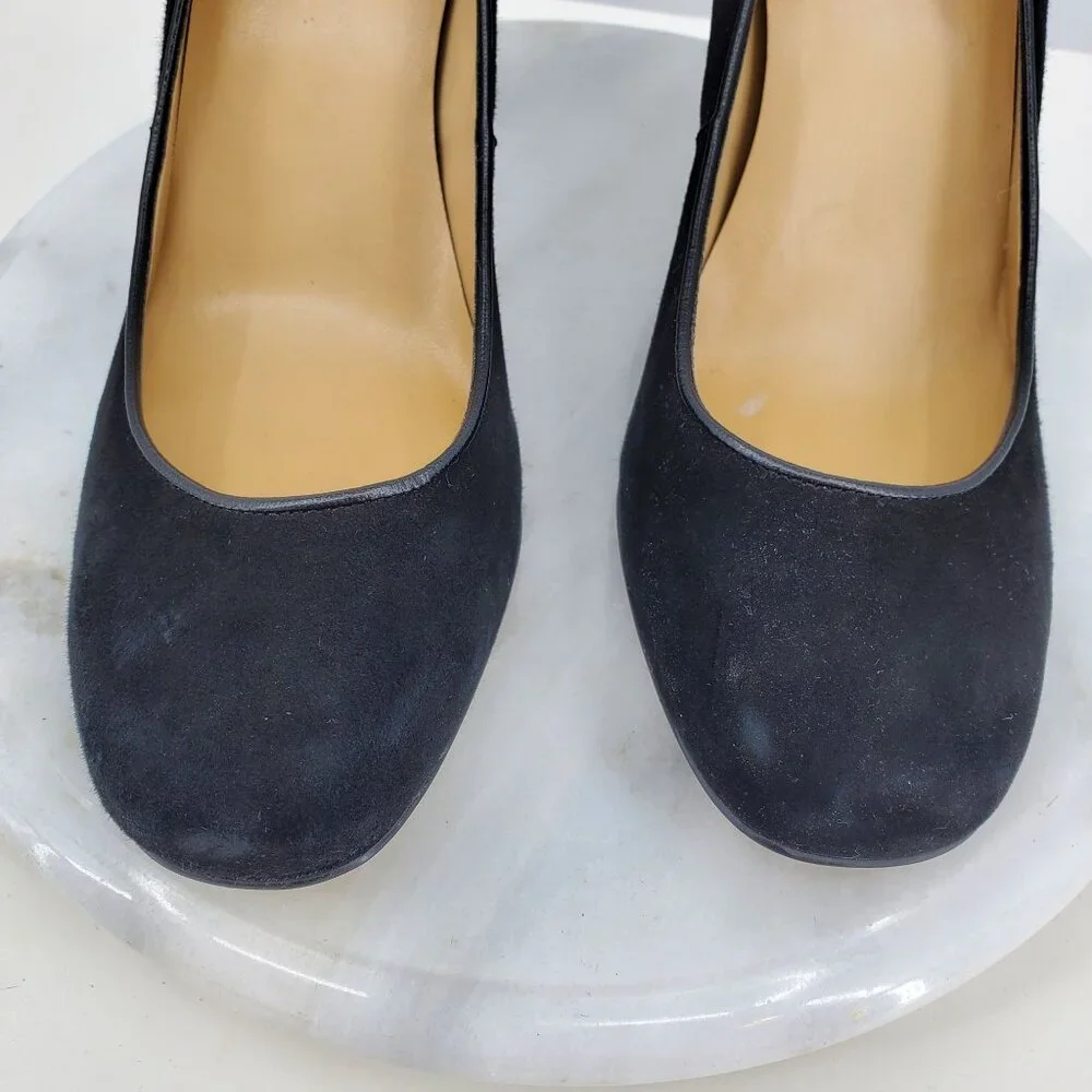 Talbots Women's Black Suede Round‎ Toe Faux Snake Skin High Heel Pump Shoes 9.5